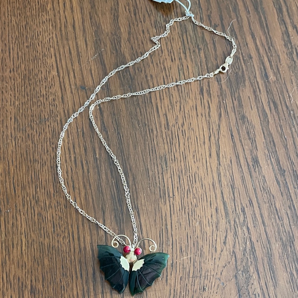 Chic Butterfly Pendant Necklace with Red and Gold Accents